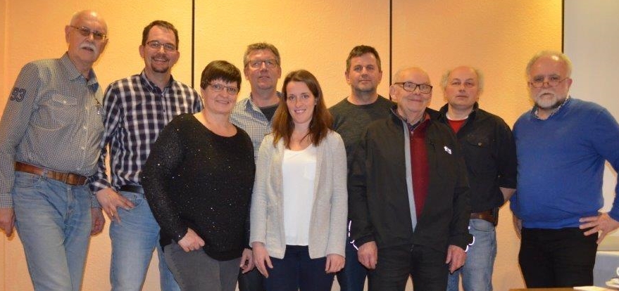 von links nach rechts: Klaus Kredel, Rolf Sandmann, Uschi Meyer, Jürgen Bamberger, Anja Seipp, Detlef Angelstein, Horst Hahner, Peter Hahner,Michael Schulz. Es fehlt Elke Dubberstein und Karl-Heinz Picard.